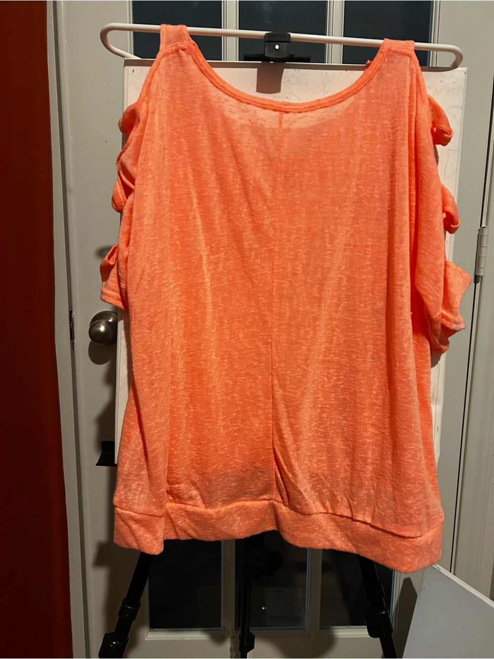 Women’s Cold-Shoulder Top in Bright Coral Orange